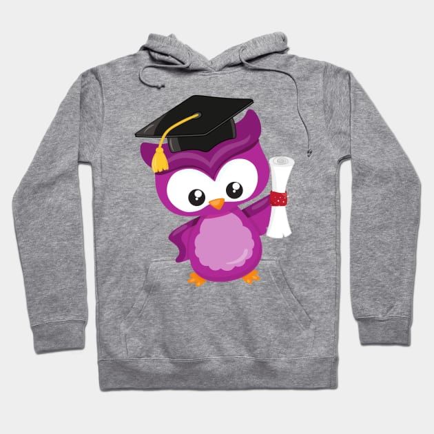 Cute Owl, Baby Owl, Little Owl, Graduation Owl Hoodie by Jelena Dunčević